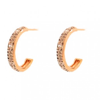 Brinco meia argola zirconia cristal com 4 zirconias cristal. 17mm. 151648