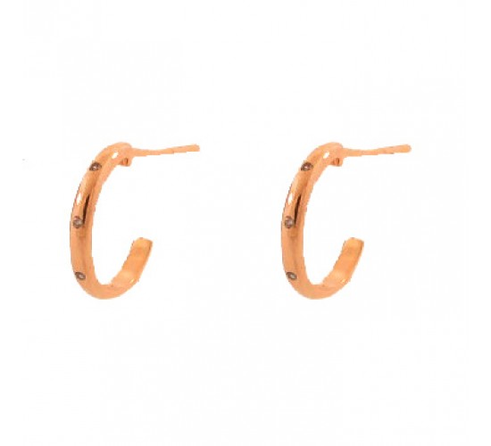 Brinco meia argola pequena zirconia cristal. 12.5mm. 151650