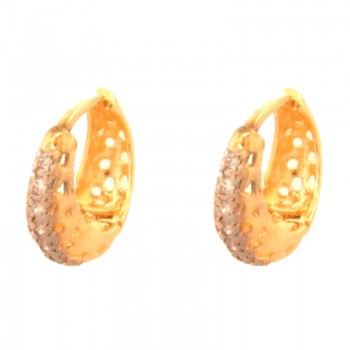 Brinco argola pequena zirconia cristal mocrogrifas frente e atras. 12mm. 151654