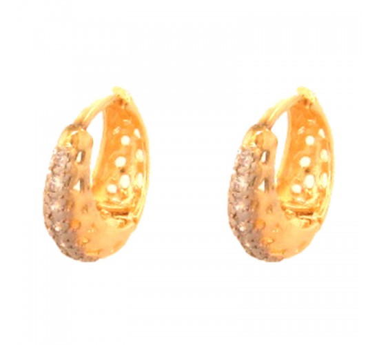 Brinco argola pequena zirconia cristal mocrogrifas frente e atras. 12mm. 151654