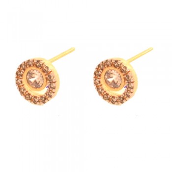 Brinco circulo vazado zirconia cristal com zirconia maior cristal no centro. 8mm. 151665