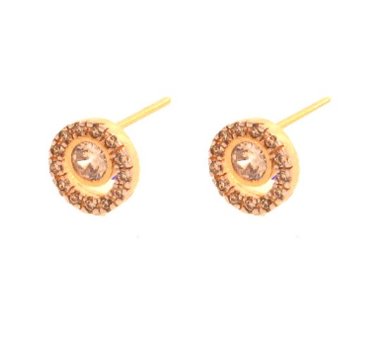 Brinco circulo vazado zirconia cristal com zirconia maior cristal no centro. 8mm. 151665