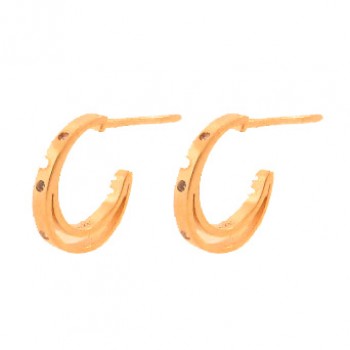 Brinco meia argola media lisa zirconia cristal. 12mm. 151669