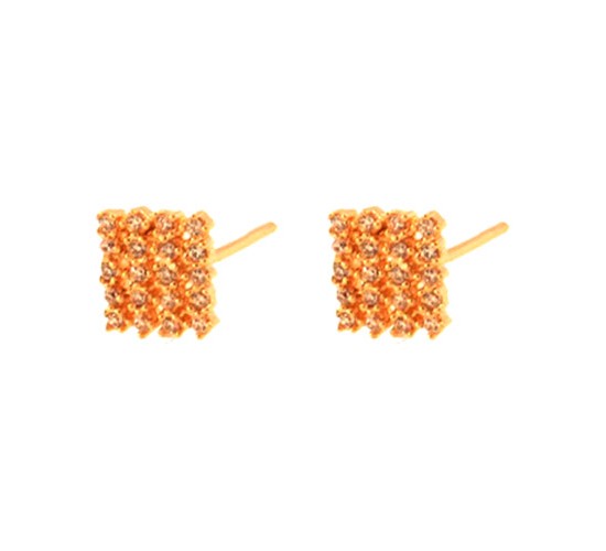 Brinco chuveiro quadrado pequeno zirconia cristal. 7x7mm. 151689