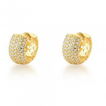 Brinco argola pequena pave zirconia cristal vazada atras. 10mm. 151700