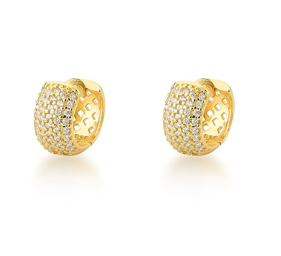 Brinco argola pequena pave zirconia cristal vazada atras. 10mm. 151700