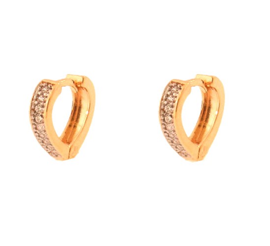 Brinco argola media coracao zirconia critsal lisa atras. 12mm. 151704