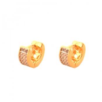 Brinco argola pequena zirconia cristal vazada atras. 8mm. 151707