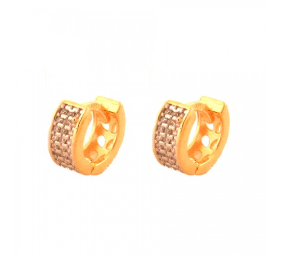 Brinco argola media zirconia cristal vazada atras. 9.5mm. 151708