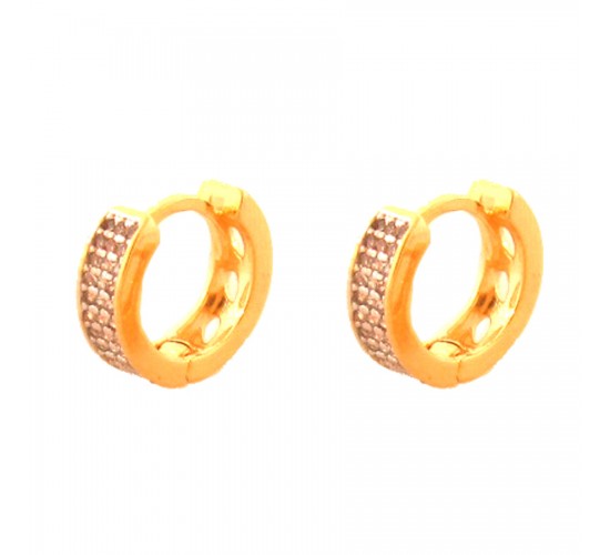 Brinco argola pequena zirconia cristal vazada atras. 12mm. 151709