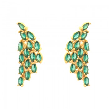 Brinco asa navete verde esmeralda. 19.5x8mm. 151724