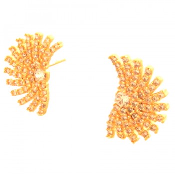 Brinco leque zirconia cristal. 15.5x11mm. 151726