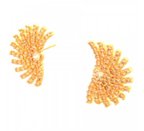 Brinco leque zirconia cristal. 15.5x11mm. 151726