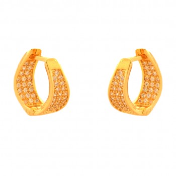 Brinco argola pequena com movimento zirconia branca dentro e fora. 14.5x5mm. 1517370