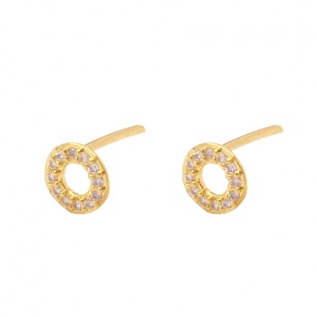 Brinco pequeno circulo vazado zirconia branca. 6.5mm. 1517410
