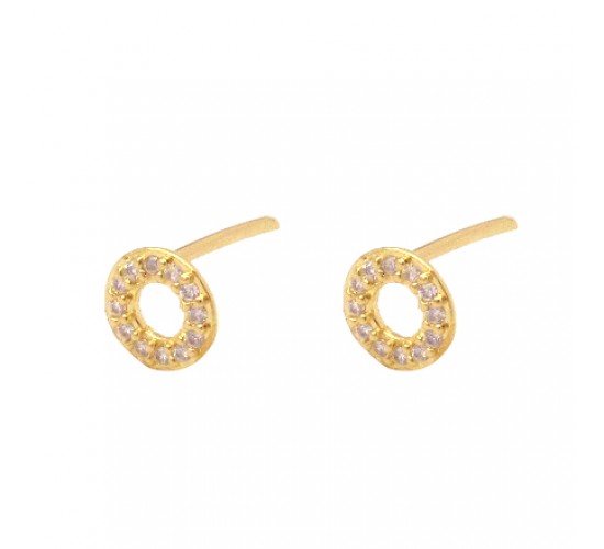 Brinco pequeno circulo vazado zirconia branca. 6.5mm. 1517410