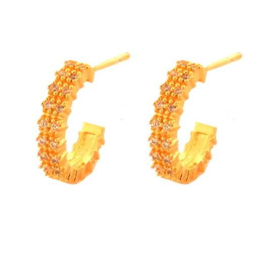 Brinco meia argola media zirconia branca. 13x3mm. 1517420