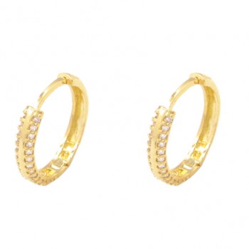 Brinco argola maior zirconia branca filete no meio. 16mm. 1517460G