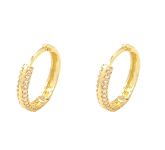 Brinco argola maior zirconia branca filete no meio. 16mm. 1517460G