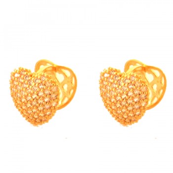 Brinco argola maior de coração zirconia cristal, vazado atras. 12x12mm. 1519770