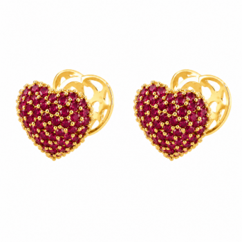 Brinco argola maior de coração zirconia vermelha, vazado atras. 12x12mm. 1519779 Brinco argola maior de coração zirconia vermelha, vazado atras. 12x12mm. 1519779