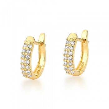 Brinco pequeno ovalado zirconia branca na frente. 13.5mm. 1520360
