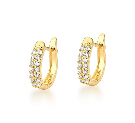 Brinco pequeno ovalado zirconia branca na frente. 13.5mm. 1520360