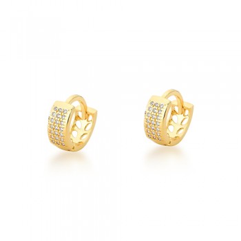 Brinco argola pequena zirconia cristal vazado atras. 10mm. 1520400P