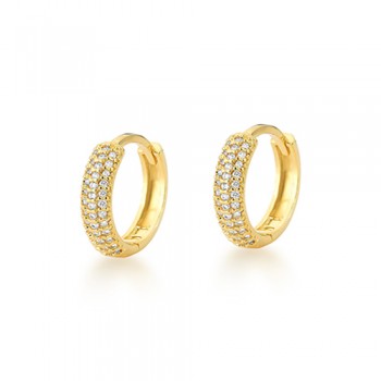 Brinco argola maior zirconia branca na frente lisa  atras, 16mm. 1520440G