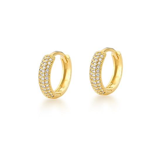 Brinco argola maior zirconia branca na frente lisa  atras, 16mm. 1520440G