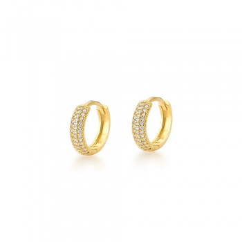 Brinco argola pequena zirconia cristal na frente e lisa atras. 10.5mm. 1520440P