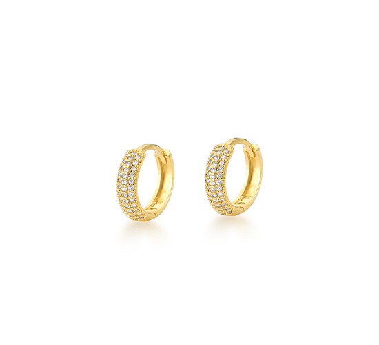 Brinco argola pequena zirconia cristal na frente e lisa atras. 10.5mm. 1520440P