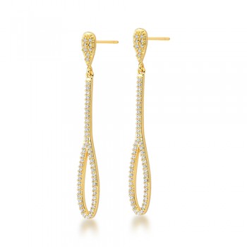 Brinco pendurar gota vazada zirconia cristal. 47x6mm. 1520450