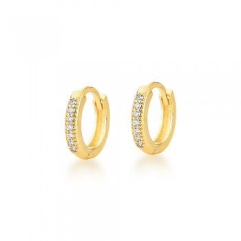Brinco argola pequena zirconia branca na frente. 13mm. 1520460