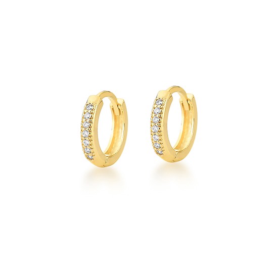 Brinco argola pequena zirconia branca na frente. 13mm. 1520460