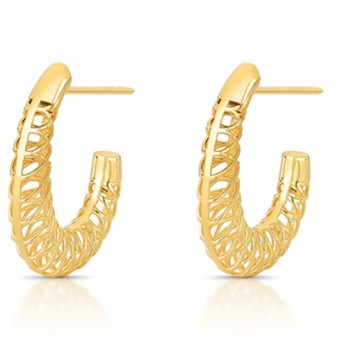 Brinco argola oval aberta toda vazada 28mm. 152071