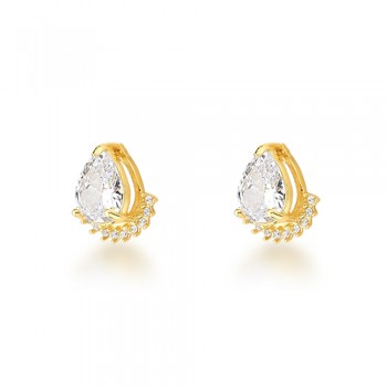 Brinco gota cristal zirconia branca embaixo. 6x8mm. 1530080