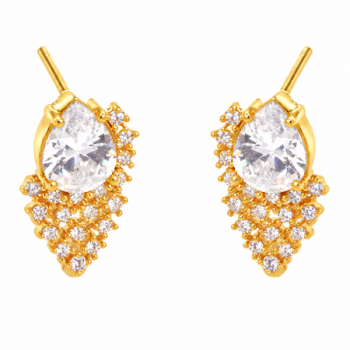 Brinco gota cristal com cascata de zirconia cristal. 16x9mm. 1530100