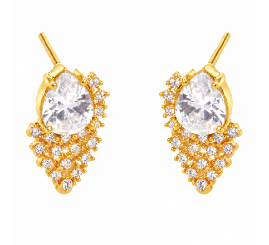 Brinco gota cristal com cascata de zirconia cristal. 16x9mm. 1530100