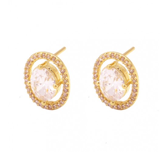 Brinco oval zirconia maior dentro e e em volta branca. 14x11mm. 1530110