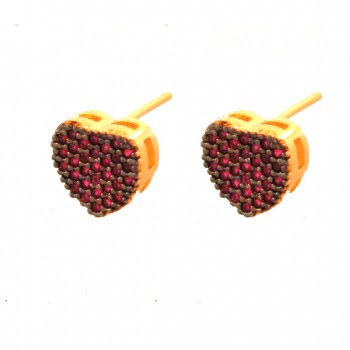 Brinco coracao chuveiro zirconia vermelha. 8x9mm. 1530159