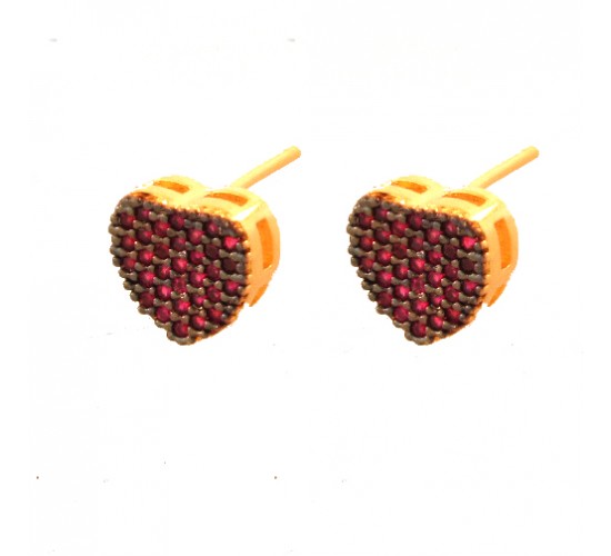 Brinco coracao chuveiro zirconia vermelha. 8x9mm. 1530159