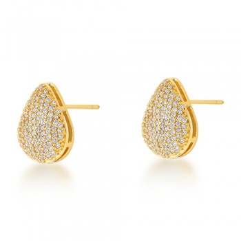 Brinco gota todo cravejado com zirconia cristal. 16x11mm. 1530200
