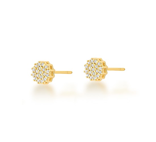 Brinco chuveiro redondo pequeno zirconia cristal. 6.5mm. 1530220