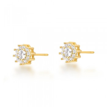 Brinco flor pequena zirconia cristal. 8mm. 1530230