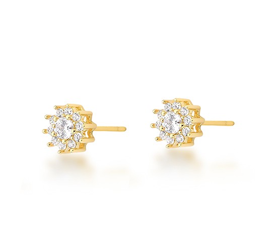 Brinco flor pequena zirconia cristal. 8mm. 1530230