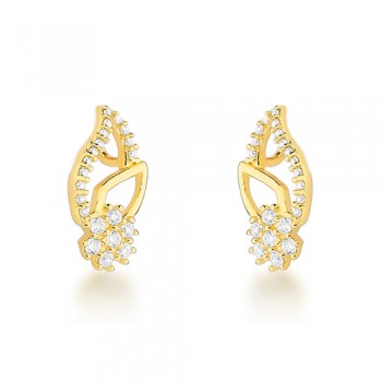 Brinco gota lisa e zirconia cristal. 10x3mm. 1530241