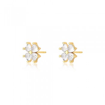 Brinco trevo 4 coracoes cor cristal. 8x8mm.. 1535340 Brinco trevo 4 coracoes cor cristal. 8x8mm.. 1535340