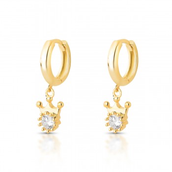 Brinco argola pequena com coroa cristal pendurada. 1535390