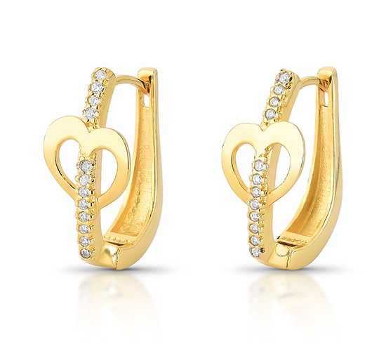 Brinco argola ovalada 22mm, zirconia na frente com coracao liso.1535500